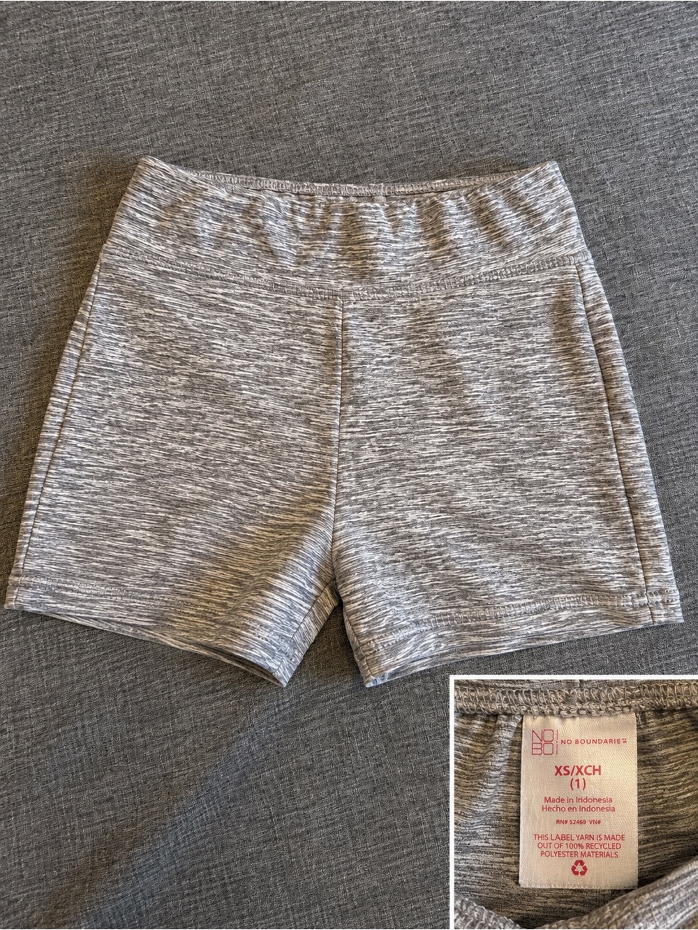 No Boundaries Gray Marled Women's Athletic Knit Shorts